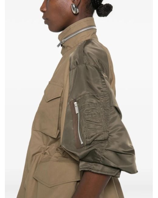 Sacai Gray Panelled Drawstring-Waist Jacket