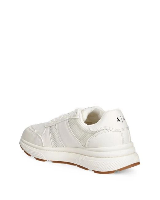 ARMANI EXCHANGE White Urban Logo-Print Panelled Sneakers for men