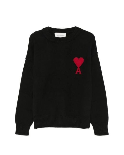 AMI Black Ami De Coeur Intarsia-Knit Sweater