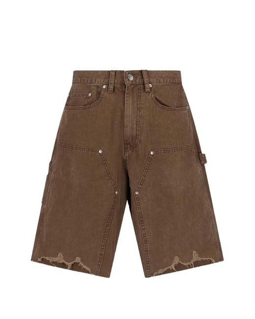 TONYWACK Brown Distressed-Effect Bermuda Shorts for men