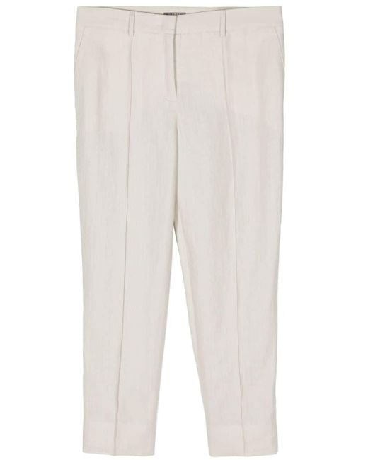 N.Peal Cashmere White Harper Linen Cropped Trousers