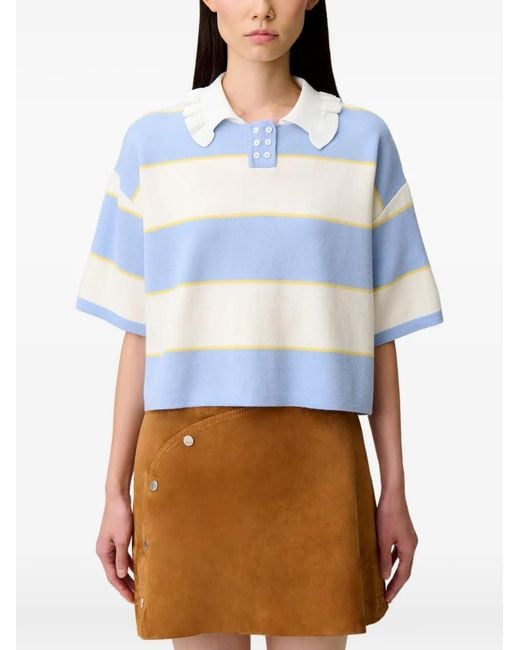 Claudie Pierlot Blue Striped Knit Polo
