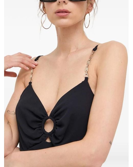 Morgan Black Chain-Strap Cutout Midi Dress