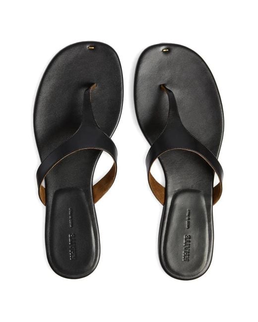 Khaite Black Round Toe Flat Sandals