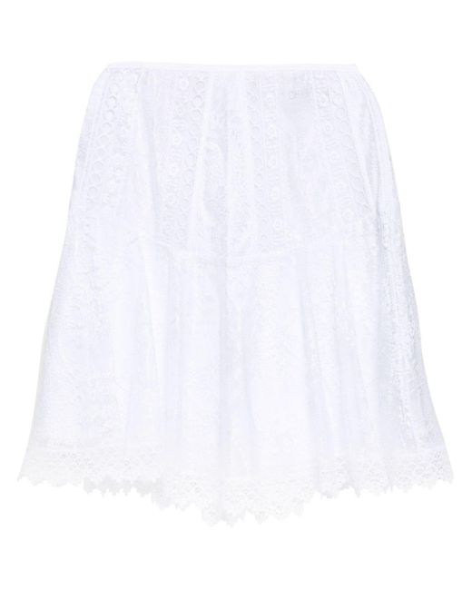 Charo Ruiz White Thea Lace Mini Skirt