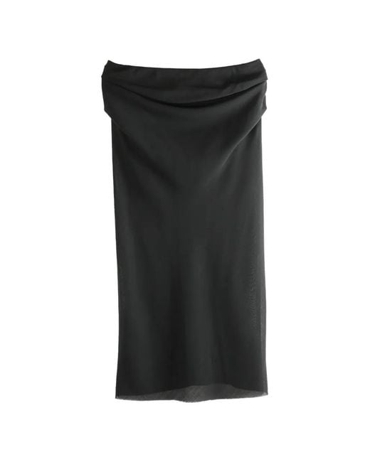 Rier Black Draped Midi Skirt