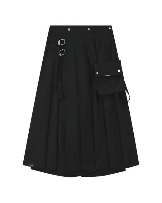 Musium Div. Black Pleated Buckle-Detail Palazzo Pants