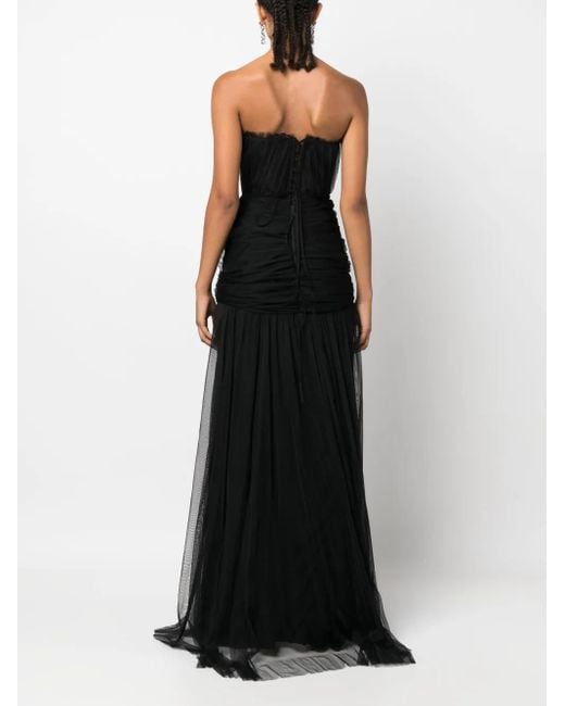 Ana Radu Black Corset-Style Draped Maxi Dress