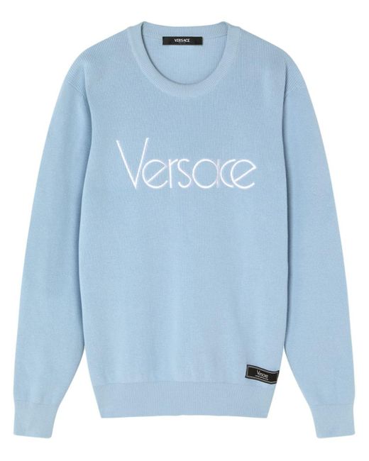 Versace 1978 Re-Edition Pullover mit Logo-Stickerei in Blue für Herren