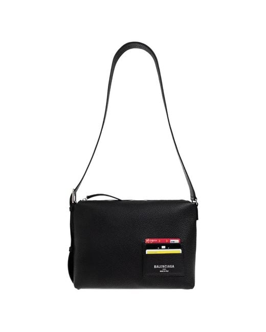 Balenciaga White Credit Leather Shoulder Bag for men