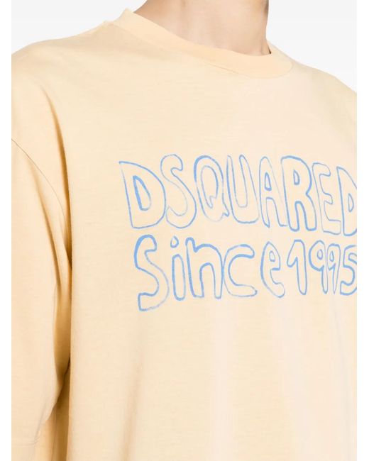DSquared² Natural Logo-Print Cotton T-Shirt for men