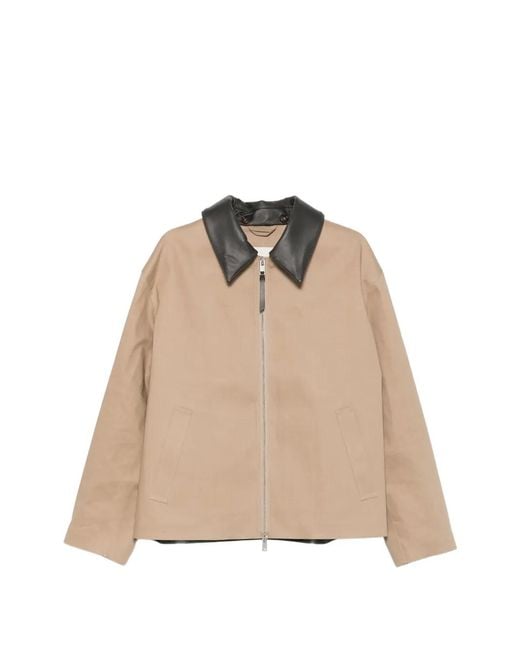 Mackintosh Natural Birgham Leather-Collar Zip-Up Jacket for men