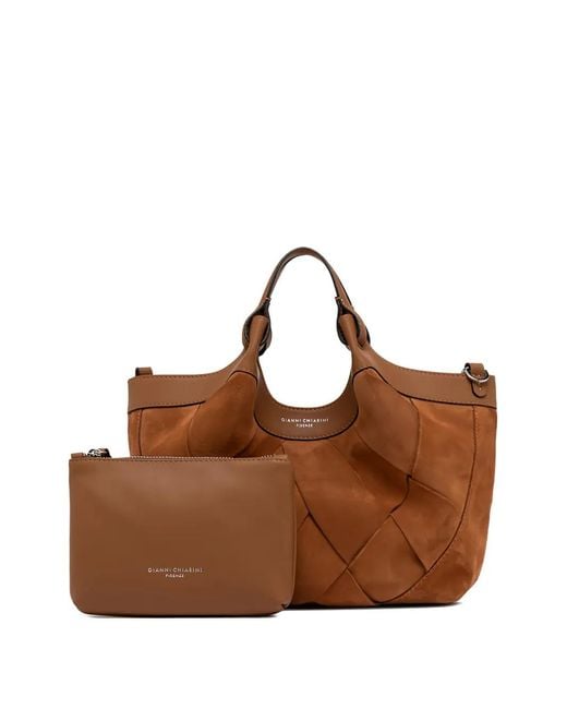 Gianni Chiarini Brown Dua Woven Leather Shoulder Bag