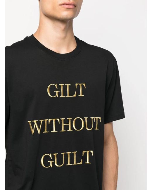 Moschino Black Slogan-Print Short-Sleeve T-Shirt for men