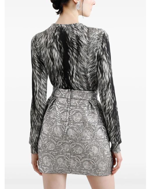Dolce & Gabbana Black Fur-Print Blouse
