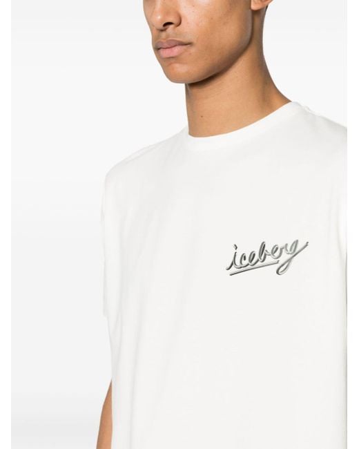 Iceberg T-Shirt mit Logo-Stickerei in White für Herren