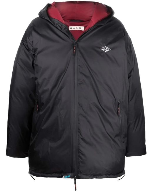 Marni Black Oversized Side-Zip Puffer Coat for men
