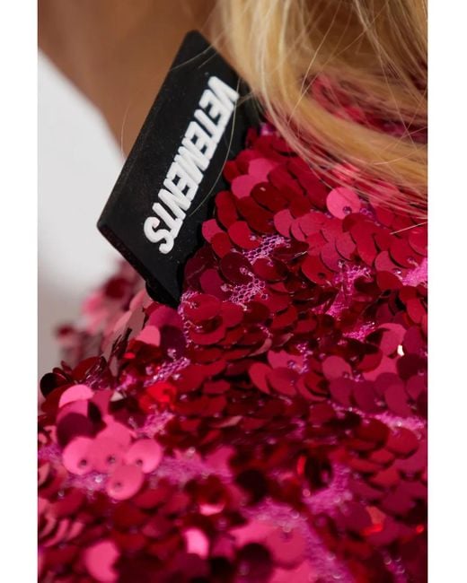 Vetements スパンコール ミニドレス Red