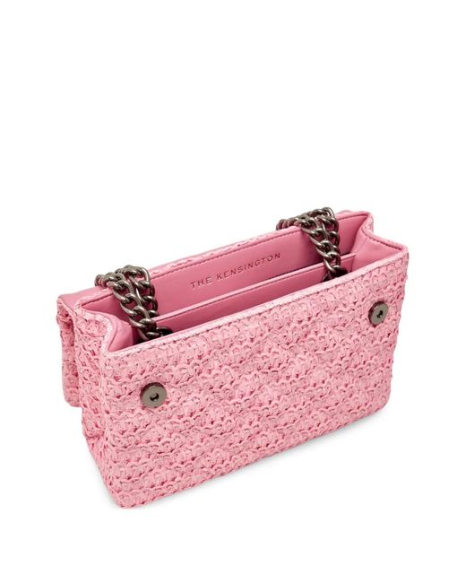 Kurt Geiger Pink Raffia Kensington Bag
