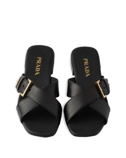 Prada Black Sandalen Mit Überkreuzten Schnallen