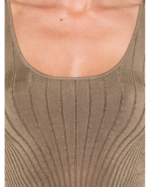 Mugler Brown Geripptes Trägershirt