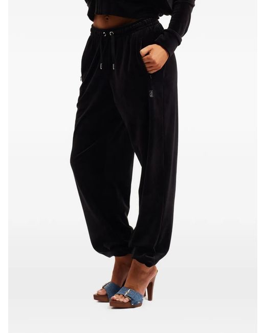 Juicy Couture Black Diamanté Velour Track Pants