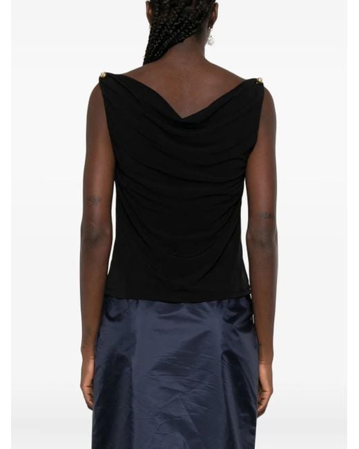Aje. Black Peyton Cowl-Neck Tank Top