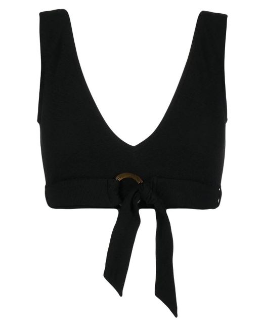 Duskii Black Ribbed V-Neck Bikini Top