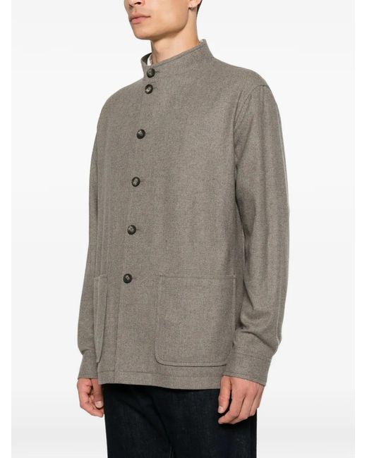 Tagliatore Gray High-Neck Patch-Pocket Jacket for men