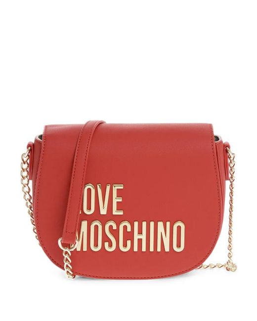 Love Moschino Red Logo-Lettering Shoulder Bag