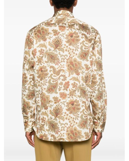 Etro Natural Paisley-Print Cotton Shirt for men
