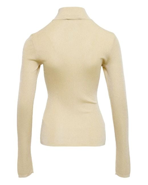 Self-Portrait Natural Mock-Neck Top