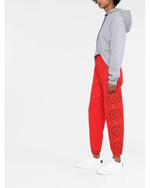 Stella McCartney Red Broderie-Anglaise Track Pants