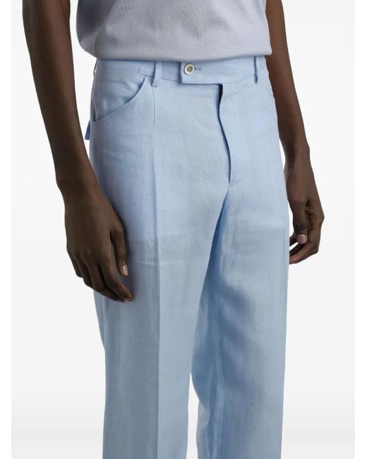 Dolce & Gabbana Blue Linen Trousers for men