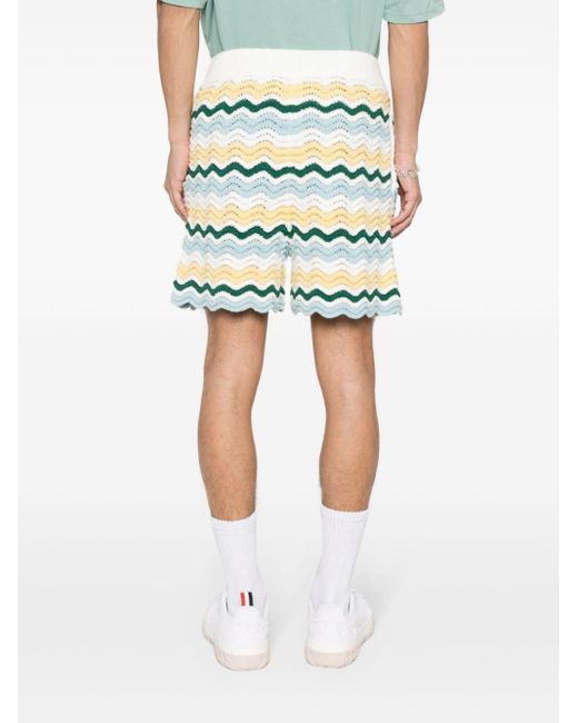 Casablancabrand Green Wavy Boucle 3d-knit Shorts for men