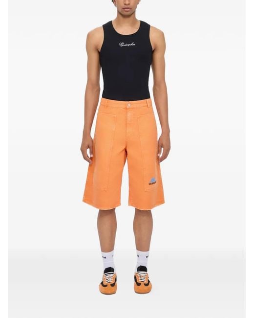 MSGM Orange Pocket Denim Shorts for men