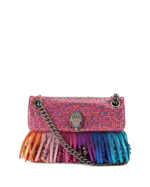 Kurt Geiger Purple Mini Fringed Shoulder Bag