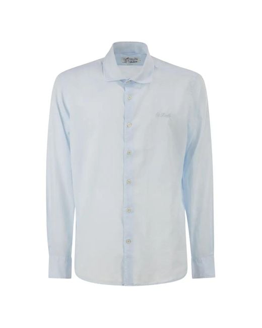 Mc2 Saint Barth Blue Embroidered-Logo Shirt for men