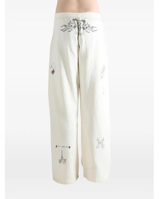 Balenciaga White Graphic-Print Track Pants for men