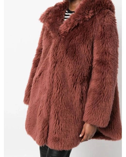 Yves Salomon Red Short Hooded Wool Coat