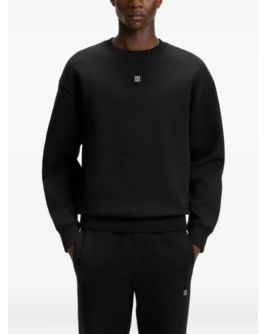 HUGO Black Logo-Patch Sweatshirt for men