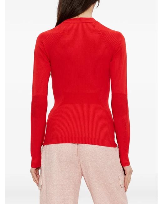 Moncler Red Logo Ribbed Top