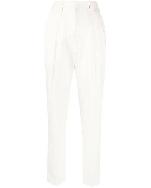 Philipp Plein White High-Waisted Tapered Trousers