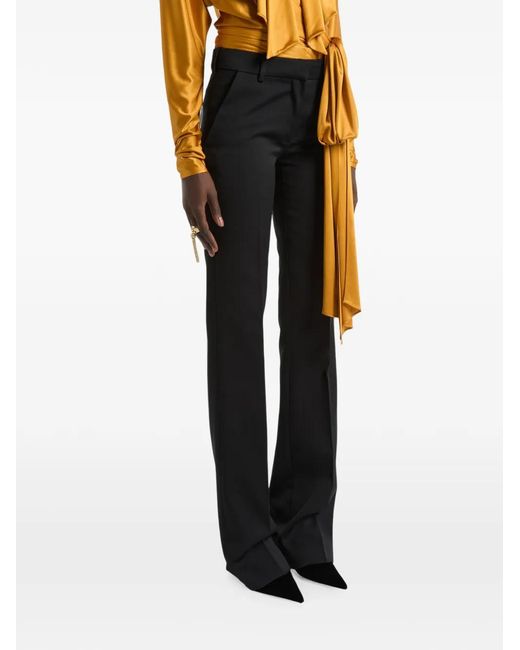 Balmain Black Low-Waisted Wool-Satin Trousers