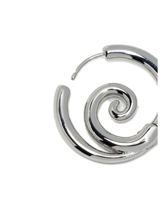 Kenneth Jay Lane White Swirl-Hoop Earrings