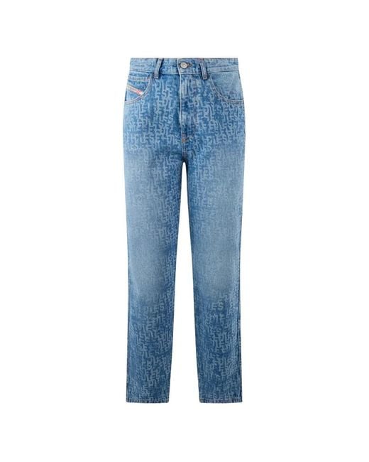 DIESEL Blue Jean Droit À Motif Monogrammé
