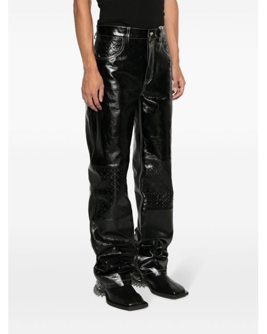 Pantalon Moonogram en cuir MARINE SERRE pour homme en coloris Black