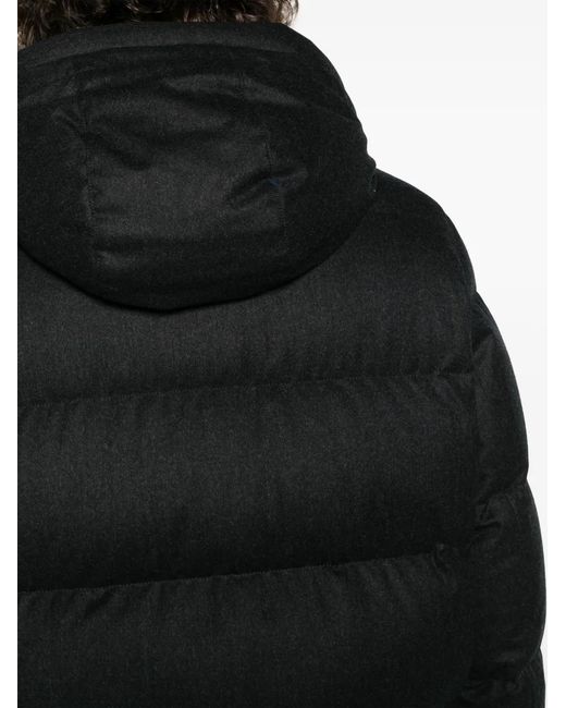 Woolrich Black Detachable-Hood Quilted Padded Coat for men