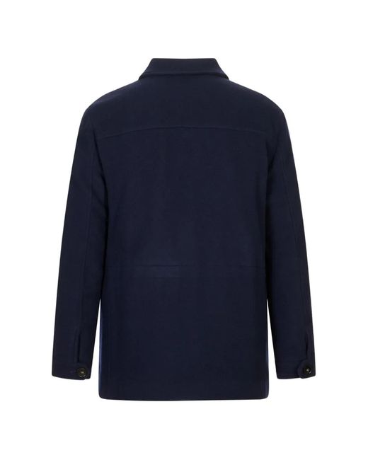 Canali Blue Button-Up Multi-Pocket Jacket for men