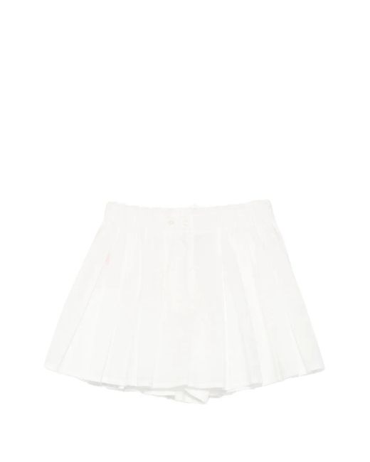 Jucca White Pleated Elasticated-Waist Shorts